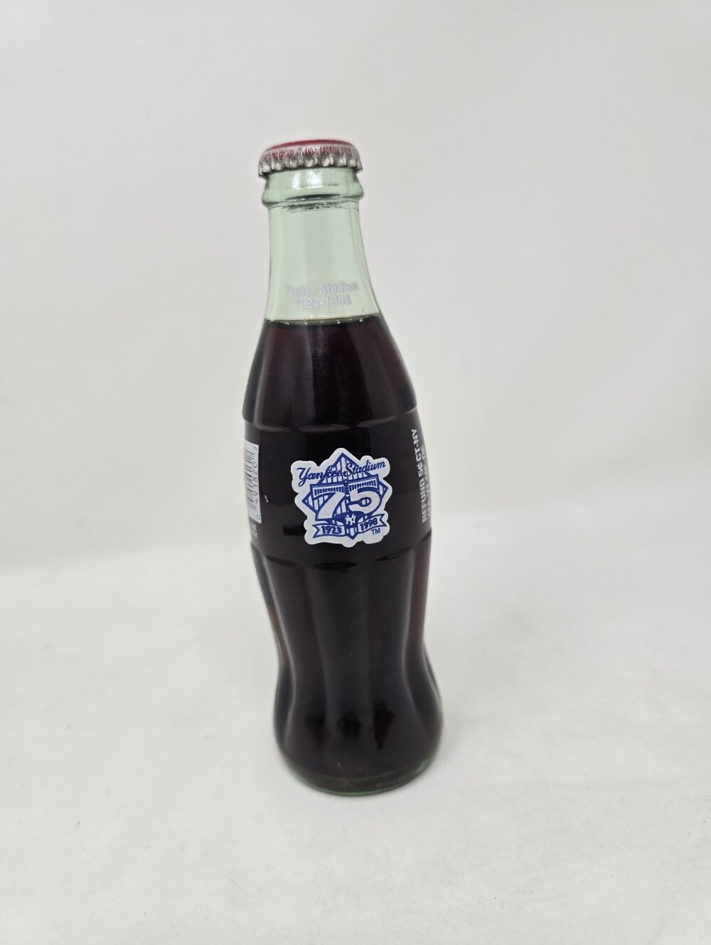 Vintage 90s Coca Cola Glass Bottle New York Yankees Stadium MLB 75th Anniversary
